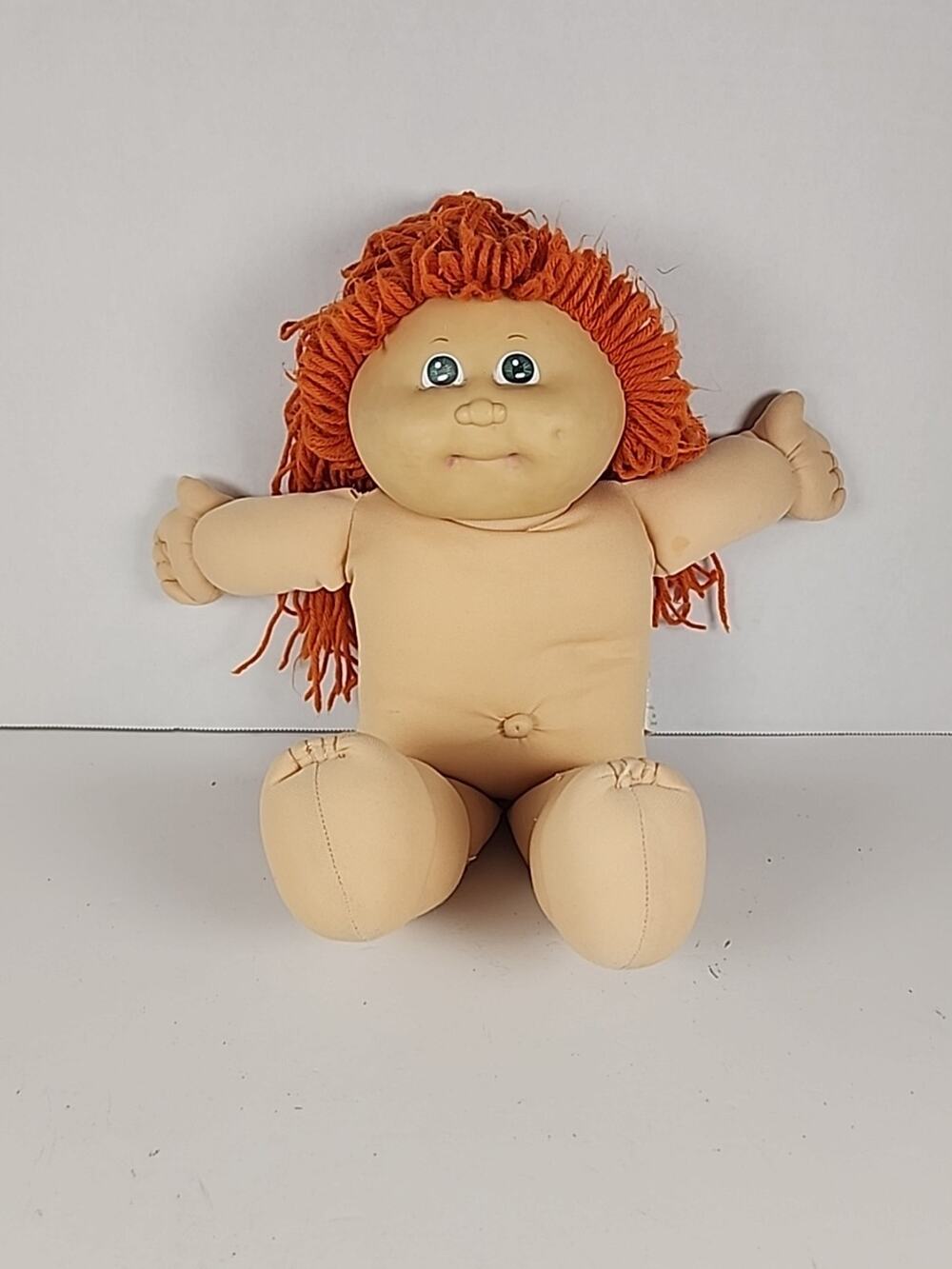 Vintage 1978 1982 Cabbage Patch Kids Doll Orange/Red Yarn Hair Green Eyes
